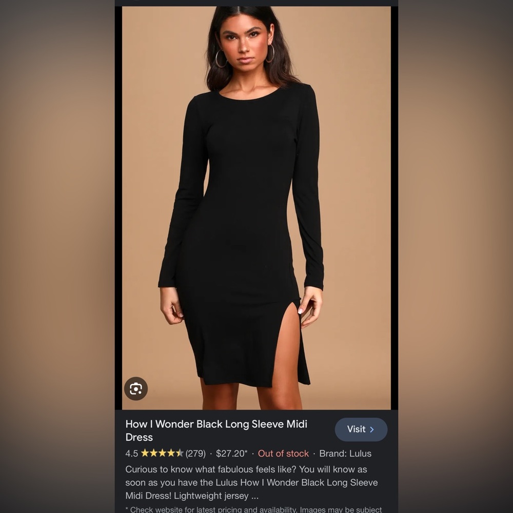 NWT black long sleeve midi dress from Lulus